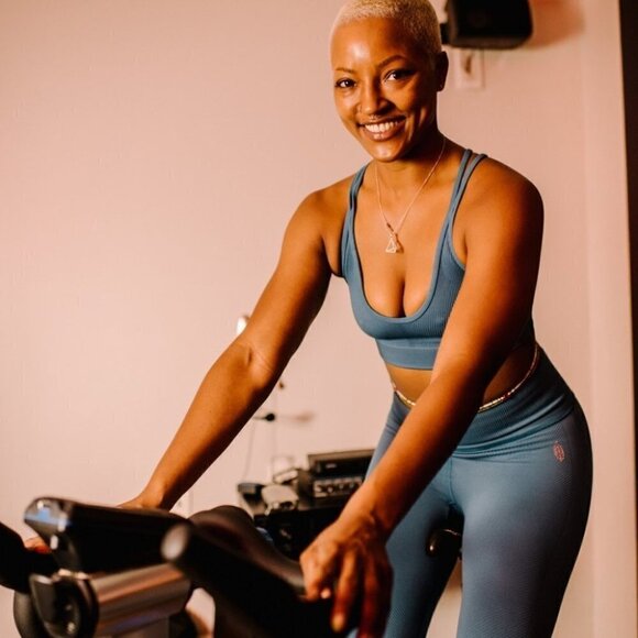 free People Blue High-Waist Free Throw Legging / Coastline size Large - Picture 10 of 12